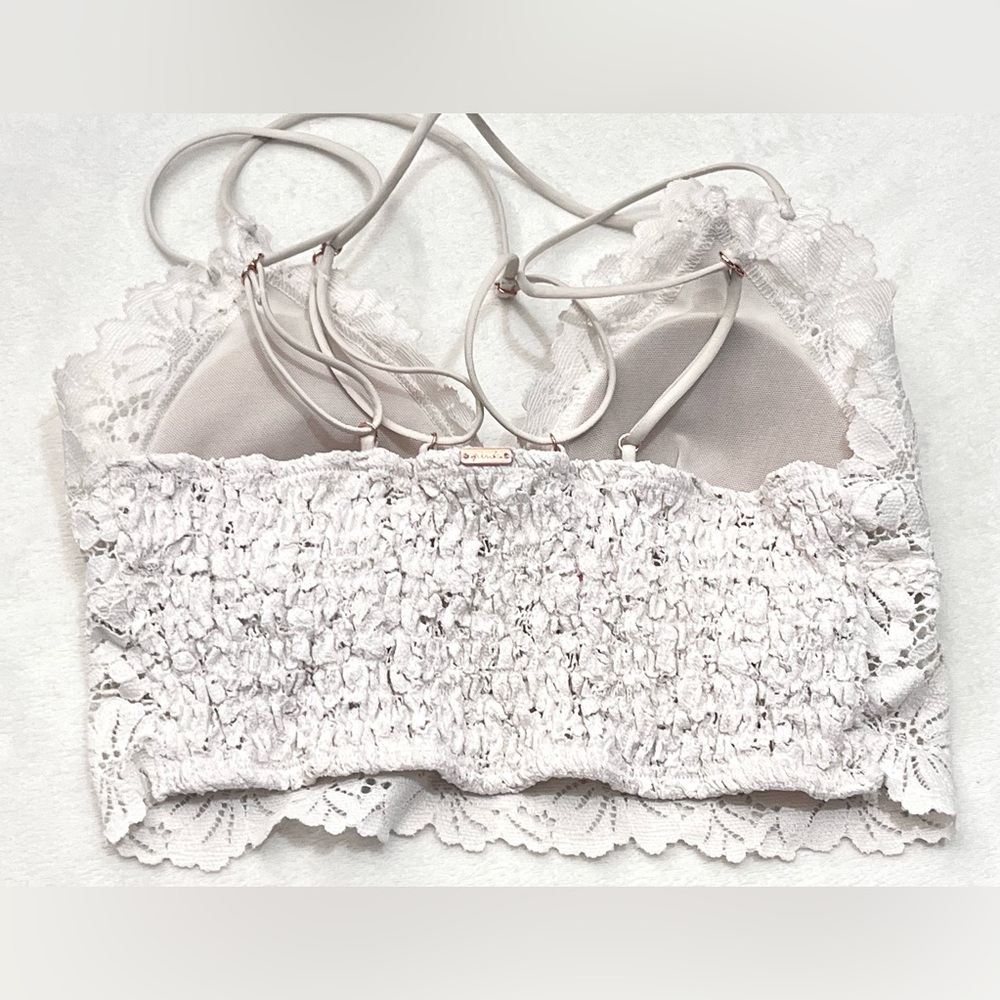 PINK by Victoria’s Secret Women’s White Floral Lace Strappy Wireless Bralette - Picture 8 of 16
